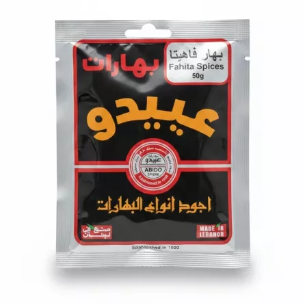 Front packaging of Abido Fahita Spices 50g packet