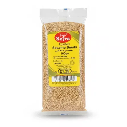pack of Sofra Roasted Sesame Seeds with yellow label