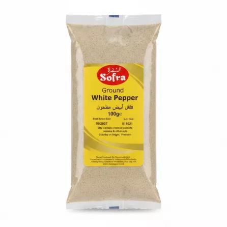 Sofra Ground White Pepper 100g packaging front view