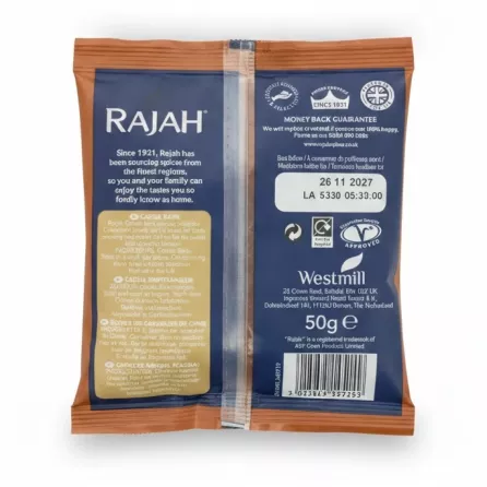 Rajah Cassia Bark packaging back with details