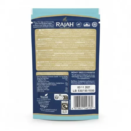 Rajah Meat Tenderiser 100g back packaging with details
