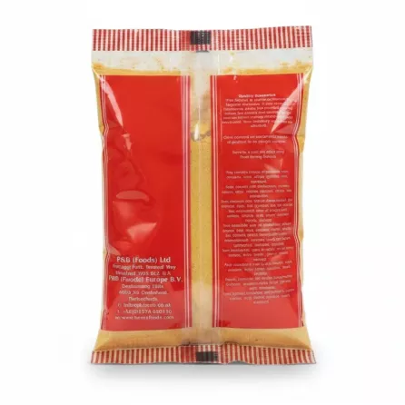 Back view of Heera Mustard Powder packet detailing storage and allergy information