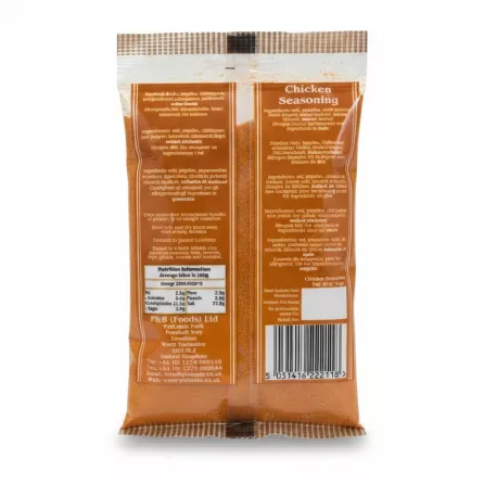 Heera Chicken Seasoning 100g back packaging with ingredients and nutritional info