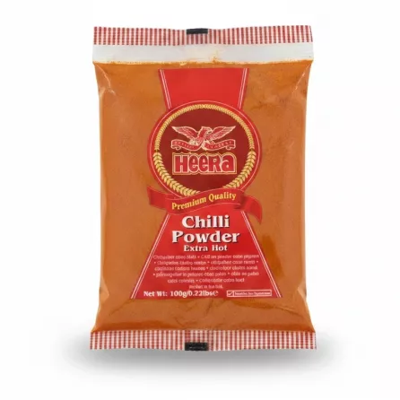 Packet of Heera brand extra hot chilli powder