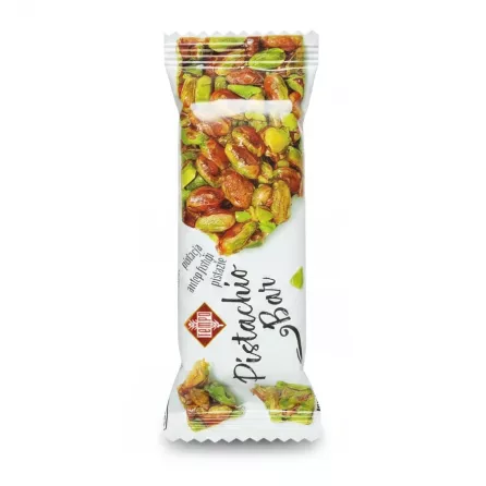 Tempo branded pistachio bar in white packaging with pistachio nut image