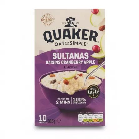 Box of Quaker Oat So Simple porridge with sultanas raisins cranberry apple flavour