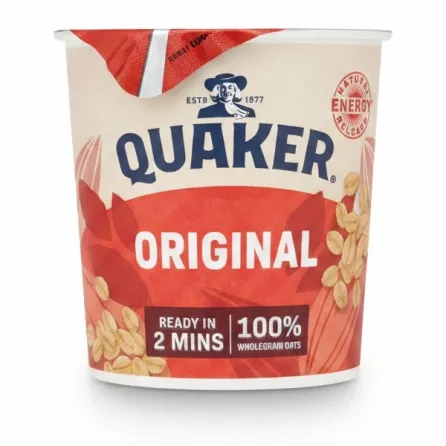 Quaker Original Hot Oatmeal Porridge cup front view