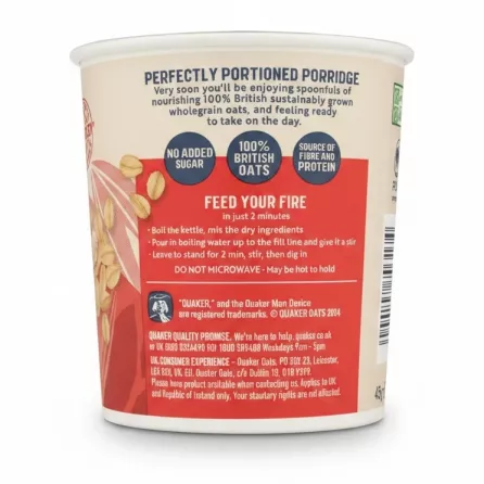 Quaker Original Hot Oatmeal Porridge pot instructions and benefits