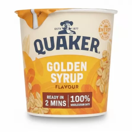 Quaker Golden Syrup Flavour Oatmeal pot front view
