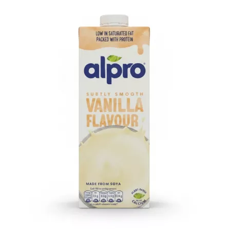 Alpro vanilla flavour soya drink carton front