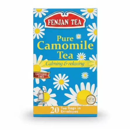 Fenjan Tea Pure Camomile Tea blue box with floral design and 20 tea bags