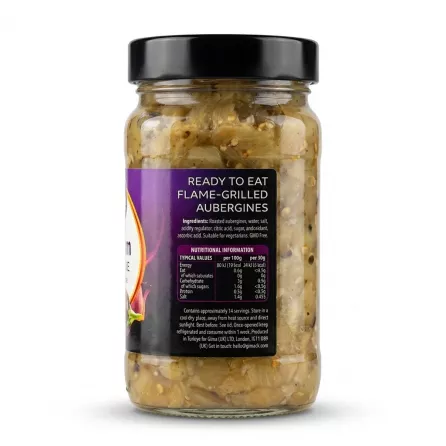 Enhanced Back label with nutrition and ingredients of Bodrum Roasted Aubergine