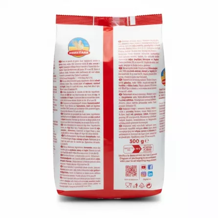 back of pastaZARA fusillini pasta packet with ingredient and storage information