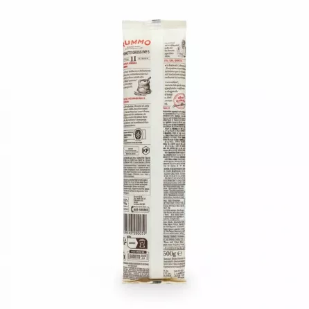 Rummo Spaghetti Grossi No. 5 pasta pack back with nutritional information