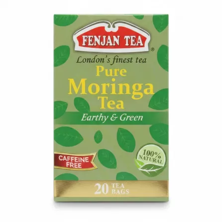 Close-up front packaging of Fenjan Pure Moringa Tea tea bags
