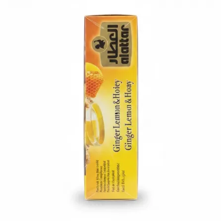 Side view of alattar Ginger Lemon & Honey Tea box showing brand and product name