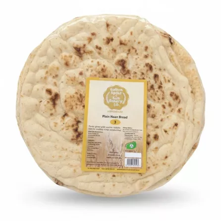 Golden Spike & Sun Bakery pack of plain naan bread showing label
