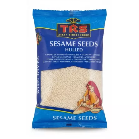 TRS Hulled Sesame Seeds blue packaging front with seeds visible