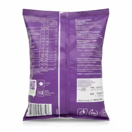 Back of Emborg peas and carrots package with nutritional info