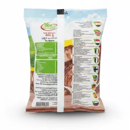 Nesmah frozen colocasia packaging back with storage and nutritional info