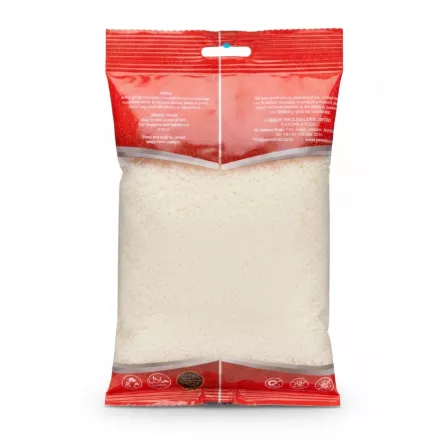Back view of Persia Coconut Powder 125g showing packaging and allergy/storage information