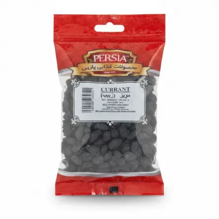 Package of dried currants from Persia Food brand with red and transparent pack