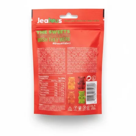 Back of Jealous Grizzly Bears packet showing ingredients and nutritional information