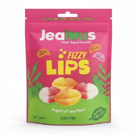 Jealous Fizzy Lips Grapefruit Peach sweets pouch front view