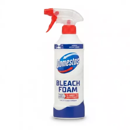 Domestos Bleach Foam Mint Boost bottle with red spray trigger