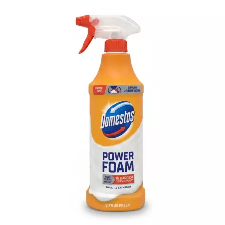Domestos Power Foam Citrus Fresh toilet and bathroom cleaner spray bottle front view