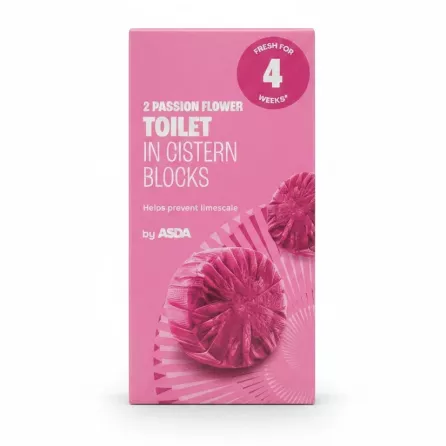 ASDA brand passion flower scented toilet in cistern blocks packaging front