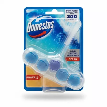 Domestos Power 5 Ocean Toilet Block packaging front view