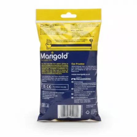 Marigold gloves packaging back with product information