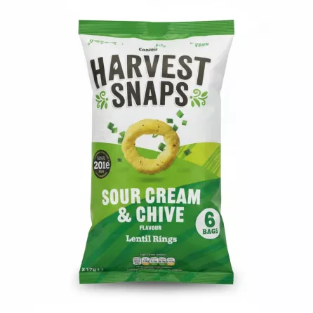 Harvest Snaps Sour Cream & Chive Lentil Rings front packaging