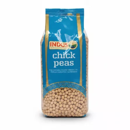 Pack of Indus chick peas in blue and gold resealable bag