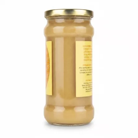 Back label of Indus ginger paste jar showing storage instructions