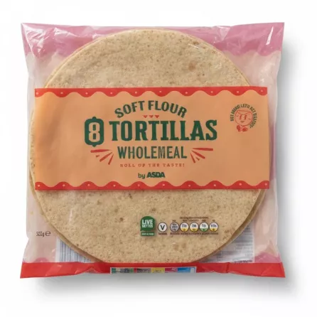 Pack of ASDA soft flour wholemeal tortillas