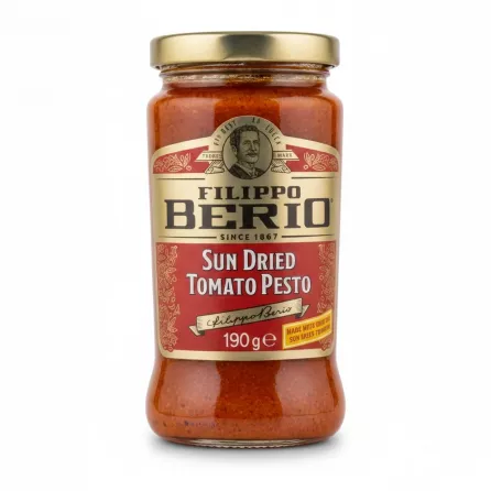 Filippo Berio Sun Dried Tomato Pesto jar front view