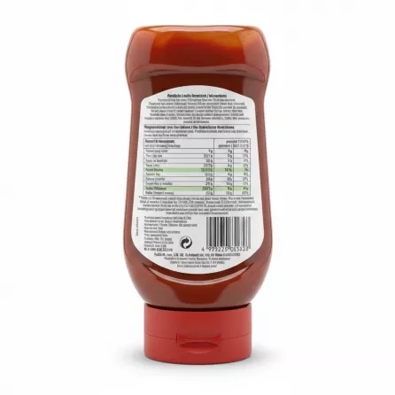 Pudliszki Mild Tomato Ketchup back label showing ingredients and nutritional information