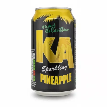 Can of KA Sparkling Pineapple soft drink held in hand