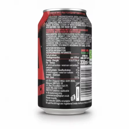 KA Sparkling Fruit Punch soft drink can nutritional information and ingredients