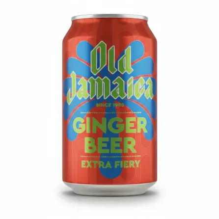Old Jamaica extra fiery ginger beer in a red and blue 330ml can