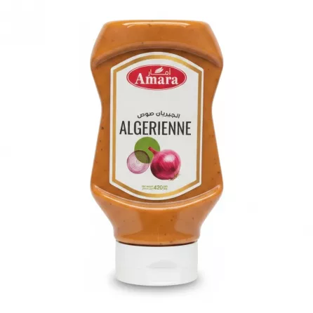 Bottle of Amara Algerienne Sauce front label