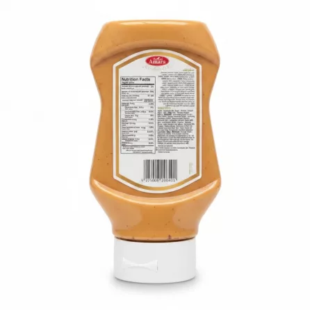 Back label and nutritional facts of Amara Algerienne Sauce bottle