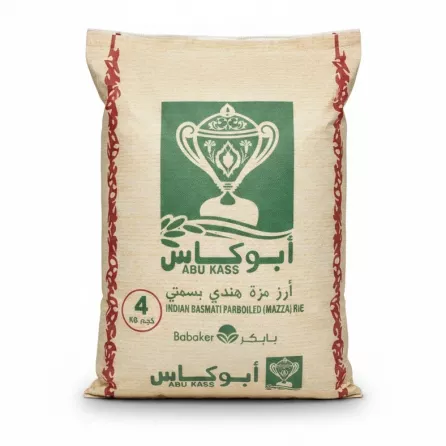 4kg bag of Abu Kass Indian Basmati Parboiled Rice front view