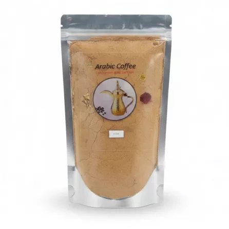 Package of Arabic Coffee powder with cardamom and saffron in resealable pouch