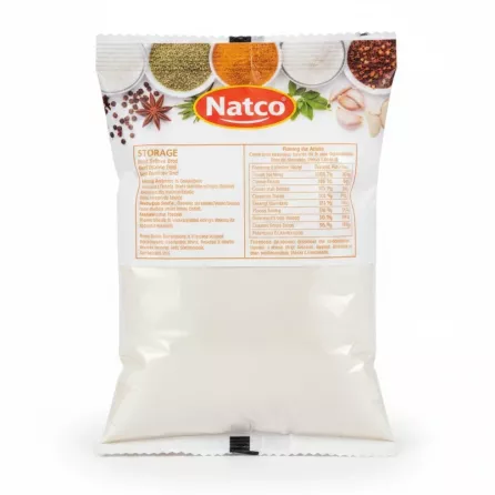 back view of Natco garlic powder packaging with storage info