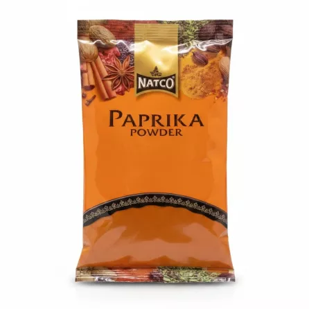 Front packaging of Natco Paprika Powder showing vibrant orange bag with spice imagery