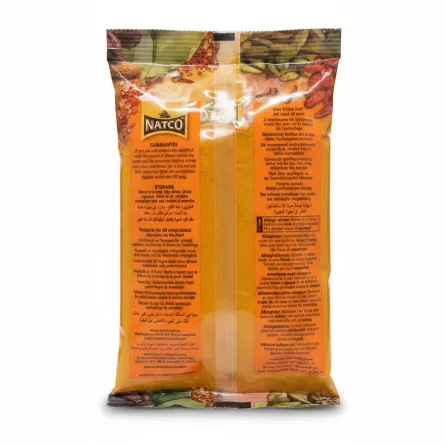 Back pack of Natco Turmeric Powder showing storage and allergy advice