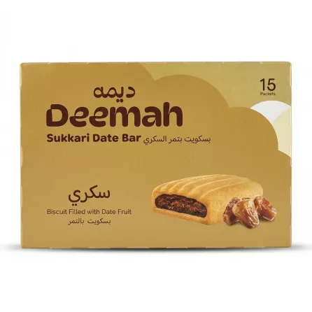 Enhanced Front packaging of Deemah Sukkari Date Bar 15 Packets